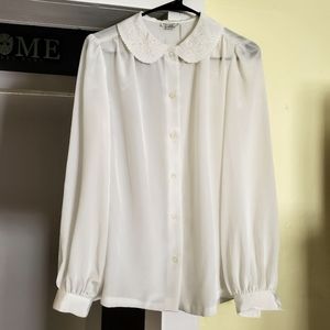 Size 10, button down, silk shirt..